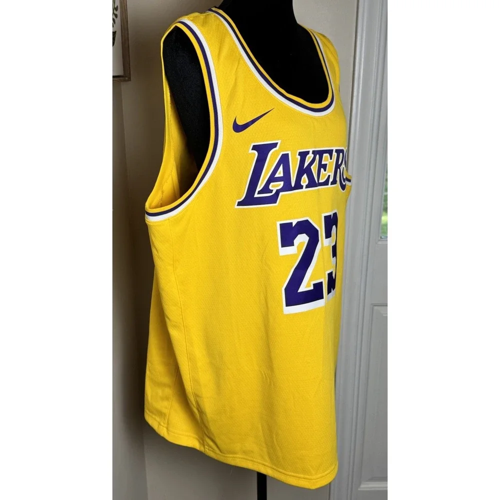 Nike LeBron James Los Angeles Lakers 23 Icon Edition Jersey Yellow XXL 56 AJ5117